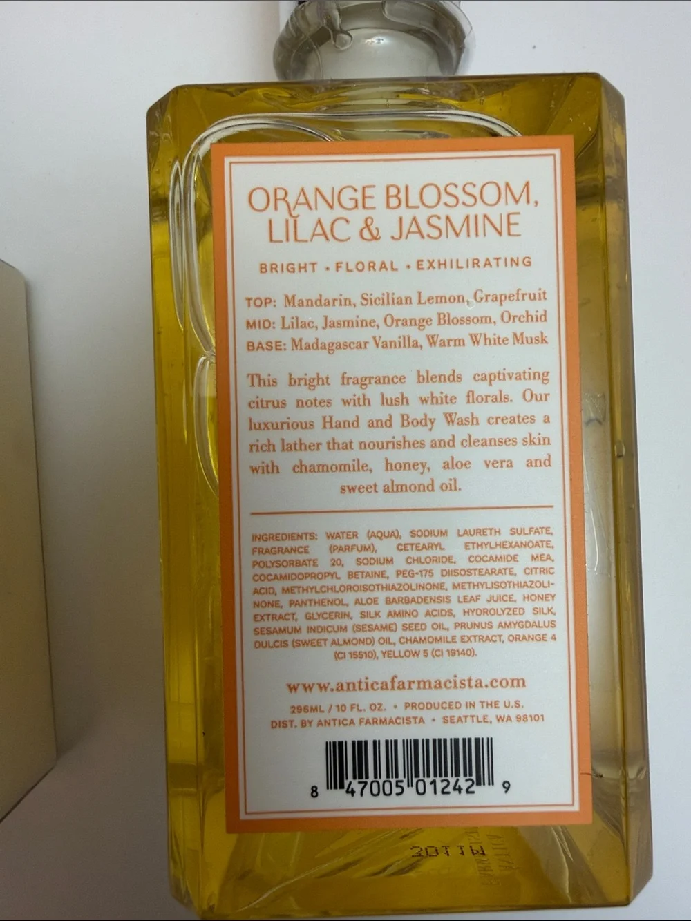 Antica Farmacista Orange Blossom Lilac & Jasmine Hand and Body Wash - Orange